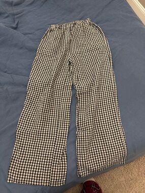Gingham linen pants